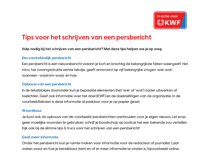 Tips persbericht