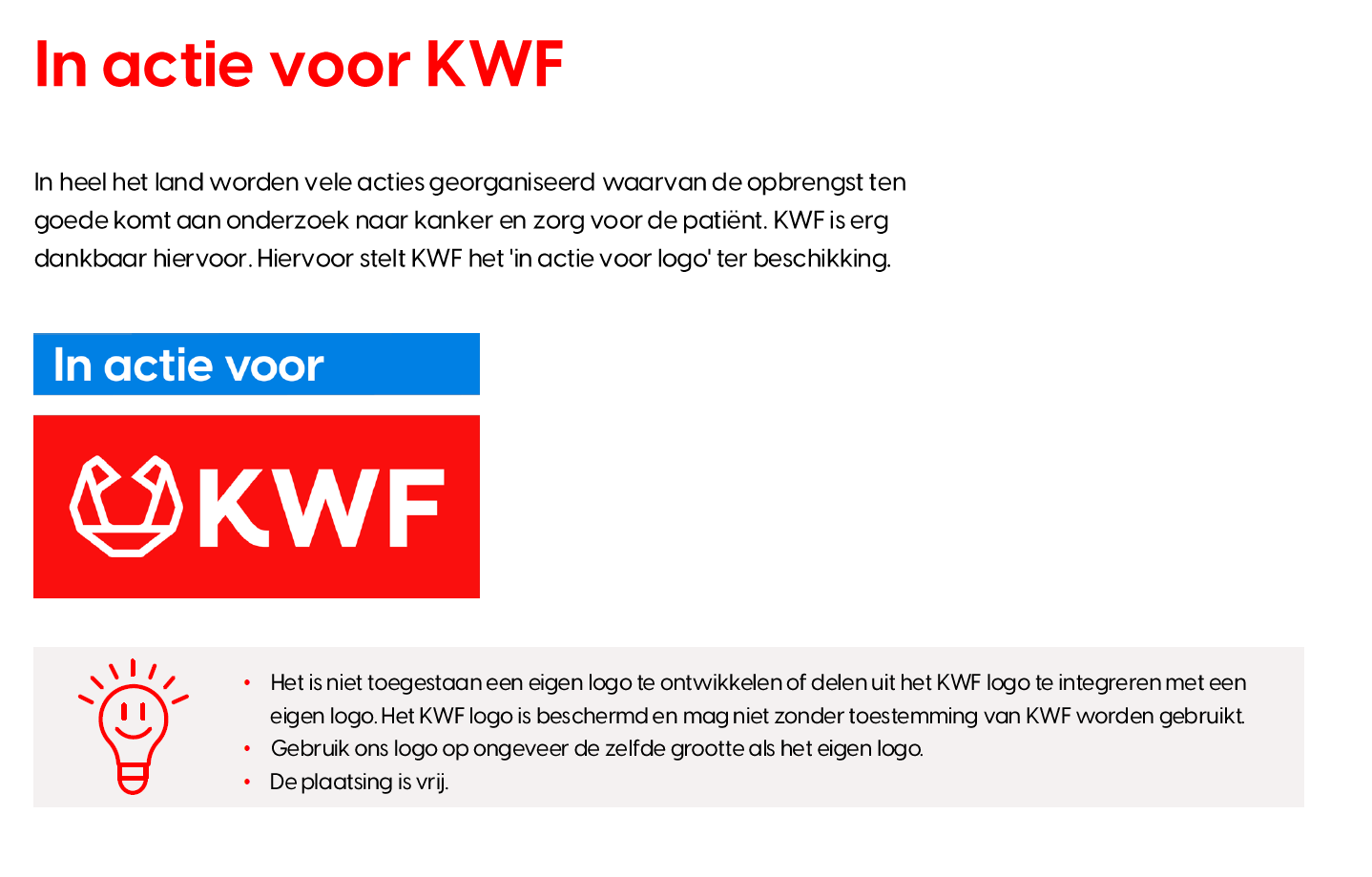 Gebruik KWF-actielogo