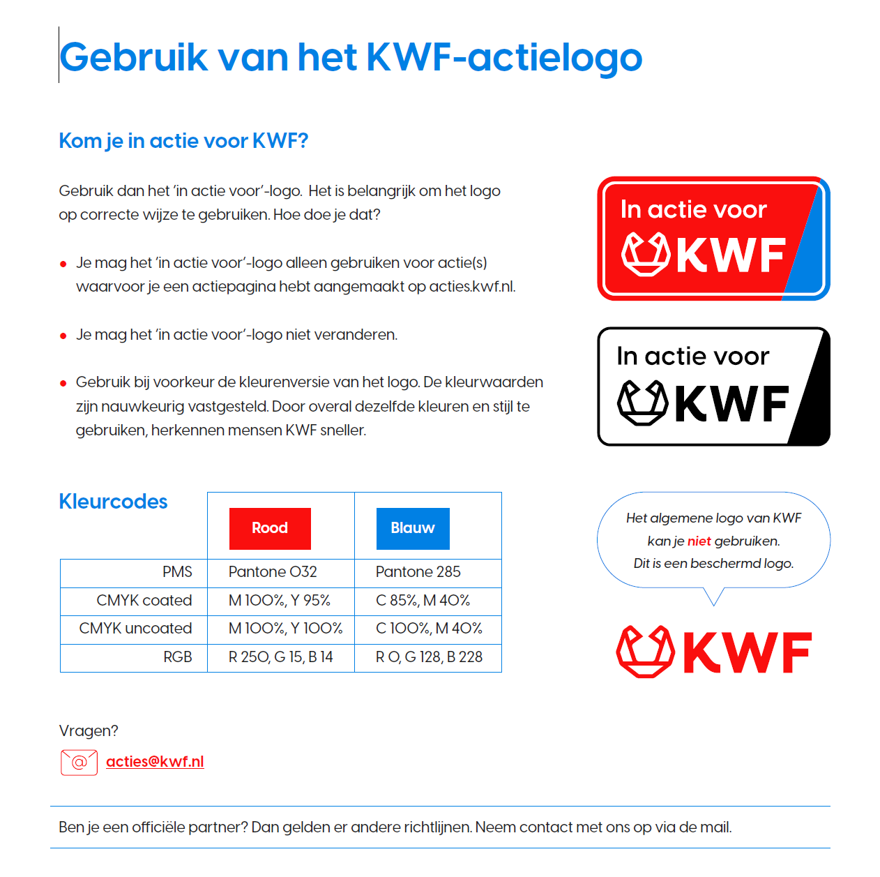Gebruik KWF-actielogo